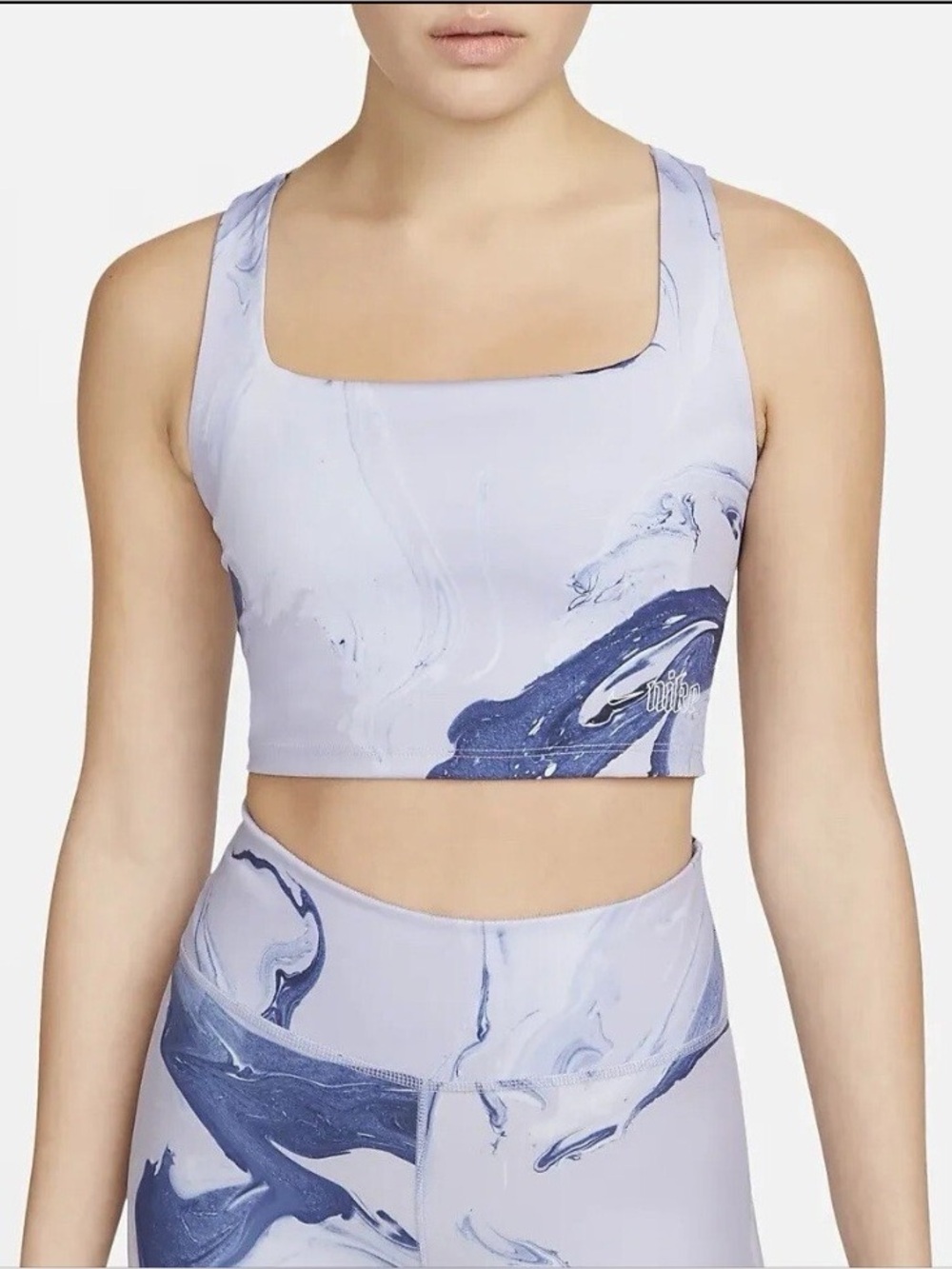 Nike Lavender and Navy Marble-Effect Sports Bra